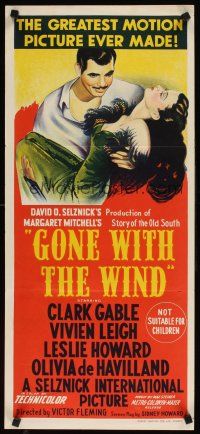 9p659 GONE WITH THE WIND Aust daybill R62 Clark Gable, Vivien Leigh, Leslie Howard, classic!