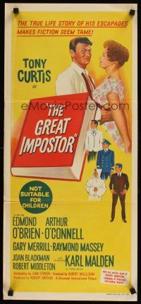 9p662 GREAT IMPOSTOR Aust daybill '61 Tony Curtis as Waldo DeMara, famous impostor!