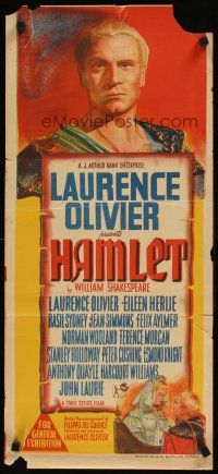 9p670 HAMLET Aust daybill '48 Laurence Olivier in William Shakespeare classic, Best Picture winner!