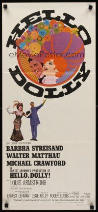 9p680 HELLO DOLLY Aust daybill '70 art of Barbra Streisand & Walter Matthau by Richard Amsel!