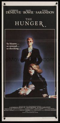 9p700 HUNGER Aust daybill '83 cool image of vampire Catherine Deneuve & rocker David Bowie!