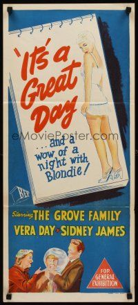 9p721 IT'S A GREAT DAY Aust daybill '55 Grove Family, and a wow of night with Blondie!