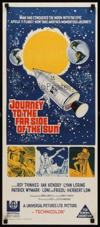 9p727 JOURNEY TO THE FAR SIDE OF THE SUN Aust daybill '69 Doppleganger, Earth meets self in space!