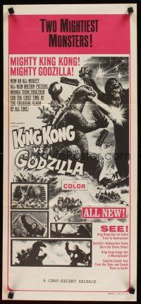9p735 KING KONG VS. GODZILLA Aust daybill '63 Kingukongu tai Gojira, 2 all time mightiest monsters!