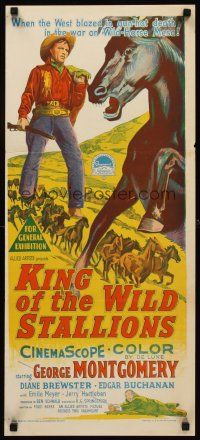 9p738 KING OF THE WILD STALLIONS Aust daybill '59 George Montgomery, cool stone litho art!