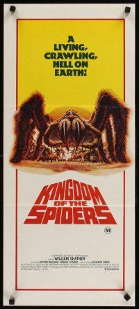 9p739 KINGDOM OF THE SPIDERS Aust daybill '77 cool different artwork of giant hairy spiders!