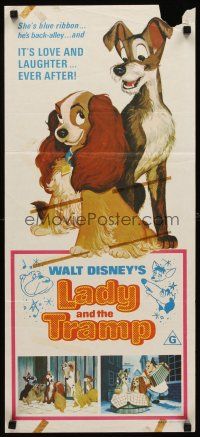 9p743 LADY & THE TRAMP Aust daybill R75 Walt Disney romantic canine dog classic cartoon!