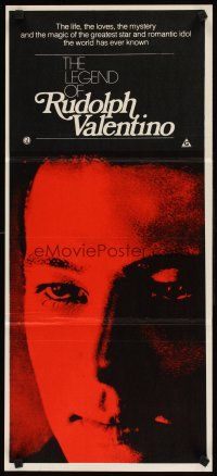 9p756 LEGEND OF RUDOLPH VALENTINO video Aust daybill '82 extreme close-up of famous silent star!