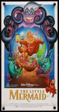 9p763 LITTLE MERMAID Aust daybill R98 great image of Ariel & cast, Disney underwater cartoon!
