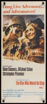 9p779 MAN WHO WOULD BE KING Aust daybill '75 art of Sean Connery & Michael Caine by Tom Jung!
