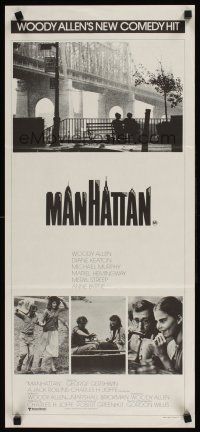 9p781 MANHATTAN Aust daybill '79 classic image of Woody Allen & Diane Keaton by Brooklyn bridge!