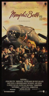 9p788 MEMPHIS BELLE Aust daybill '90 Matt Modine, Sean Astin, cool cast portrait by WWII B-17!