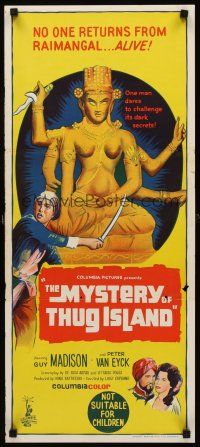 9p799 MYSTERY OF THUG ISLAND Aust daybill '65 Guy Madison, no one returns from Raimangal alive!