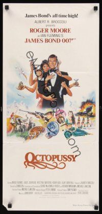 9p807 OCTOPUSSY Aust daybill '83 art of sexy Maud Adams & Roger Moore as James Bond by Gouzee!