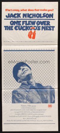 9p813 ONE FLEW OVER THE CUCKOO'S NEST Aust daybill '76 great c/u of Jack Nicholson, Forman classic