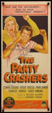 9p819 PARTY CRASHERS Aust daybill '58 Frances Farmer, bad teens, Richardson Studio art!