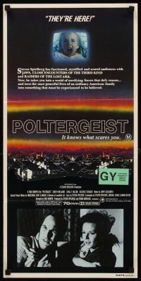 9p824 POLTERGEIST Aust daybill '82 Tobe Hooper horror classic, they're here, Heather O'Rourke!