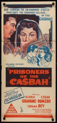 9p829 PRISONERS OF THE CASBAH Aust daybill '53 dazzling, desirable & deadly sexy Gloria Grahame!