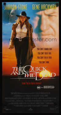 9p832 QUICK & THE DEAD Aust daybill '95 Sharon Stone & super close up of Gene Hackman!
