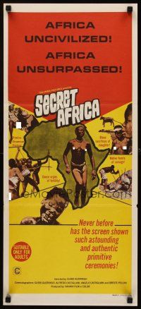 9p860 SECRET AFRICA Aust daybill '69 Africa Segreta, documentary, great images of natives!