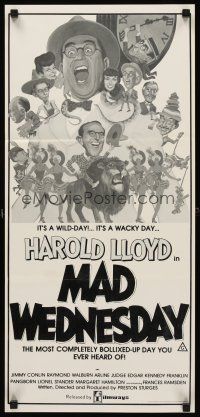 9p868 SIN OF HAROLD DIDDLEBOCK Aust daybill R79 Preston Sturges, Harold Lloyd & lion, Mad Wednesday