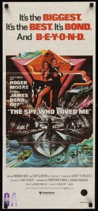 9p879 SPY WHO LOVED ME Aust daybill '77 Roger Moore as James Bond 007 by Bob Peak!