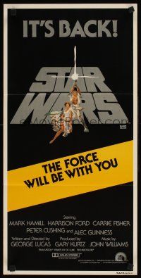 9p886 STAR WARS Aust daybill R81 George Lucas classic sci-fi epic, great art by Tom Jung!