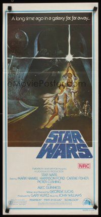 9p887 STAR WARS 2nd printing Aust daybill '77 George Lucas classic sci-fi epic, art by Tom Jung