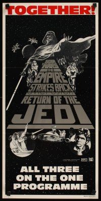 9p888 STAR WARS TRILOGY Aust daybill '83 George Lucas, Empire Strikes Back, Return of the Jedi!