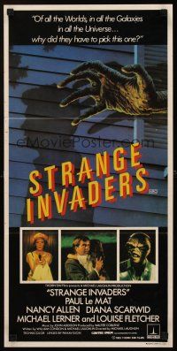 9p895 STRANGE INVADERS Aust daybill '83 Paul Le Mat, Nancy Allen, sci-fi horror comedy!