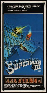 9p902 SUPERMAN III Aust daybill '83 art of Christopher Reeve flying, Richard Pryor, by Larry Salk!