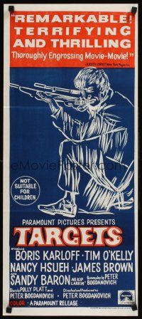 9p909 TARGETS Aust daybill '68 Boris Karloff, Tim O'Kelly, Peter Bogdanovich, art of sniper!