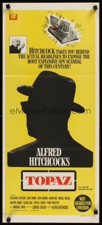 9p935 TOPAZ Aust daybill '69 Alfred Hitchcock, John Forsythe, spy scandal of this century!