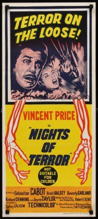 9p947 TWICE TOLD TALES Aust daybill '63 Vincent Price, Nathaniel Hawthorne, Nights of Terror!