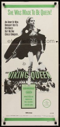 9p962 VIKING QUEEN Aust daybill '67 different full-length image of sexy Carita with sword!