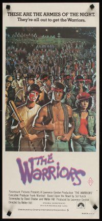 9p970 WARRIORS Aust daybill '79 Walter Hill, Jarvis artwork of the armies of the night!