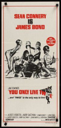 9p993 YOU ONLY LIVE TWICE Aust daybill R80s art of Sean Connery as James Bond w/sexy girls!