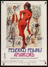 9p246 AMARCORD German '75 Federico Fellini classic comedy, cool different artwork!