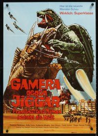 9p263 GAMERA VS MONSTER X German '72 Gamera tai Daimaju Jaiga, cool battle artwork!