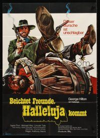 9p285 RETURN OF HALLELUJA German '72 art of George Hilton w/two smoking guns in wacky western!