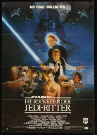 9p286 RETURN OF THE JEDI video German '83 Lucas classic, Mark Hamill, Harrison Ford, Sano art!