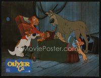 9p375 OLIVER & COMPANY German LC '88 old man reading to Walt Disney cats & dogs in New York City!