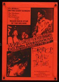 9p866 SIGN 'O' THE TIMES New Zealand daybill '87 rock and roll concert, image of Prince w/guitar!