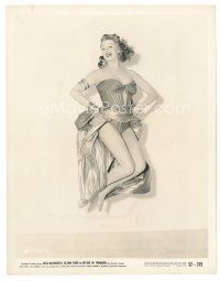 9r039 AFFAIR IN TRINIDAD 8x10 still '52 great close up of Rita Hayworth in sexy dress in mid-air!