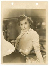 9r075 BARBARA STANWYCK 8x11 key book still '40s sitting on bed wearing tight sweater!