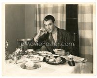 9r268 GARY COOPER 8x10 still '33 eating bacon by cigarette holder made from zebra hoof by Dyar!