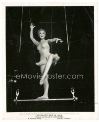 9r313 GREATEST SHOW ON EARTH 8x10 still '52 close up of Betty Hutton performing on trapeze!