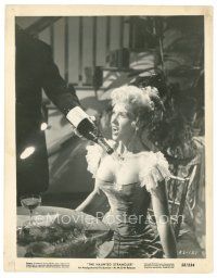 9r317 HAUNTED STRANGLER 8x10 still '58 close up of man pouring champagne down girl's blouse!