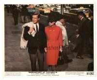 9r126 BREAKFAST AT TIFFANY'S color 8x10 still '61 Audrey Hepburn & Peppard holding hands on street!