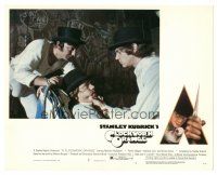 9r167 CLOCKWORK ORANGE 8x10 mini LC #4 '72 Malcolm McDowell threatens gang member, Kubrick!